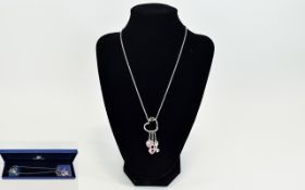 Swarovski Heart And Charm Necklace Boxed and certificated fine silver tone chain with crystal set