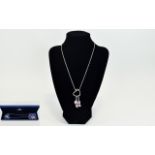 Swarovski Heart And Charm Necklace Boxed and certificated fine silver tone chain with crystal set