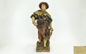 Frederick Goldscheider Large and Impressive Terracotta Signed Figure of A Blacksmith From The 19th