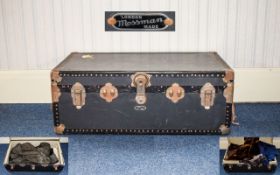 Early To Mid 20thC Mossman Steamer Trunk, Metal Strapwork And Fittings With Interior Tray,