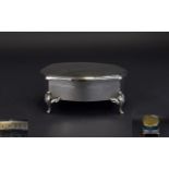 George V Fine Silver Shaped Top and Lidded Footed Table Jewellery / Trinket Box, of Good Quality.