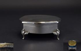 George V Fine Silver Shaped Top and Lidded Footed Table Jewellery / Trinket Box, of Good Quality.