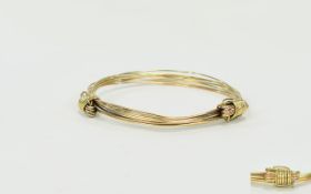 A 9ct Gold Elephant Hair Bracelet / Bangle. Fully Hallmarked for 375 - 9ct Gold. 13.8 grams.