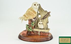 Border Fine Arts Hand Made and Signed Group Figure ' Barn Owl Family ' Model No RB34. Signed R.