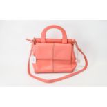 Radley Peach Leather Cross Body Bag Peach leather bag with central top handle,