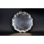 Edwardian Period - Circular and Attractive Silver Salver with Pie-Crust Border,