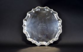 Edwardian Period - Circular and Attractive Silver Salver with Pie-Crust Border,