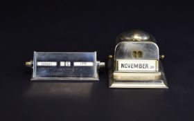 Art Deco Period 1930's Chrome Combined Perpetual Desk Calendar and Ink Well, Stand In a Classic