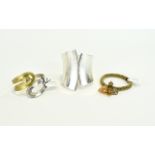 Statement Cuff And Bracelets Three in total to include large silver tone hinged statement cuff with