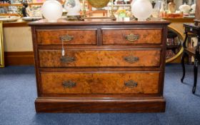 Victorian Walnut Chest Of Drawers,Two Short Over Two Long Graduating Drawers, Plinth Base.