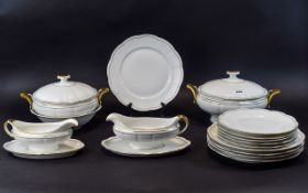 Bavarian Part Dinner Service K&A Krautheim Of Selb Bavaria, Comprising 2 Oval Platters, 3 Large