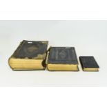 Two Large 19thC Bibles Containing Some Plates Together With A Smaller Bible