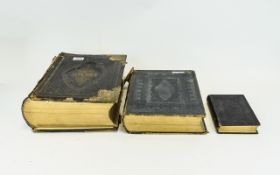 Two Large 19thC Bibles Containing Some Plates Together With A Smaller Bible