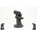 Art Nouveau Bronze Sculpture - Boy with Thorn After Milo. Height 4¼ Inches