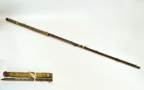 Vintage Fishing Rod 1950's Split Cane Salmon Rod with brass ferrules and cork handle. Good condition