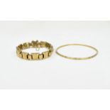 9ct Gold Bracelet, Hollow Fancy Links, Stamped 9ct. Together With A LIght 9ct Gold Bangle.