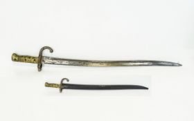 French Model 1866 Sabre Bayonet With Scabbard Dated For 1869