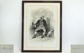 Victorian Period Print / Engraving of Bill Sykes and His Dog - From Oliver Twist by Charles Dickens