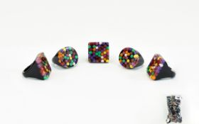 A Collection Of Plastic Statement Rings Approx 42 in total,