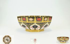 Royal Crown Derby Stunning and Very Large Old Imari Pattern Octagonal Shaped Footed Bowl,