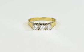 18ct Gold Set 3 Stone Diamond Ring, Marked 18ct. The Diamonds of Excellent Colour and Clarity.