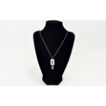 Swarovski Statement Pendant Long dogtag style pendant with additional rectangular drop on fine