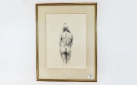 Pencil Sketch By Aln Cownie Framed and mounted under glass depicts a female nude in rendered in