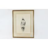 Pencil Sketch By Aln Cownie Framed and mounted under glass depicts a female nude in rendered in