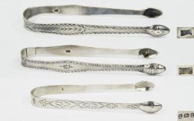 George III Silver Sugar Tongs/Nipps (3)