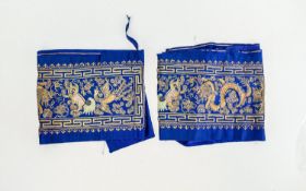 18/19thC Chinese Silk Sleeve Panels Fine