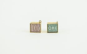 Two 9ct Gold Charms, One Pound And Ten S