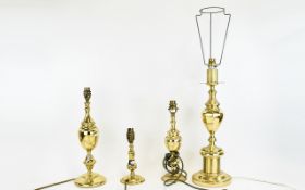 Brass Lamp Bases Four in total, of varyi