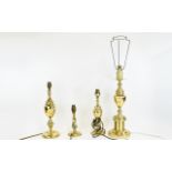 Brass Lamp Bases Four in total, of varyi