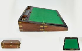 Large Victorian Writing Slope with fitted interior and baize writing slope.