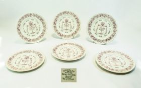 Grindley Royal Cauldon Set of Six ' Passover ' Plates From The 1920's. Reg No 889309. Very Good