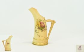 Royal Worcester Hand Painted Blush Ivory Horn Of Plenty Ice Jug. First designed in 1885, shape no.