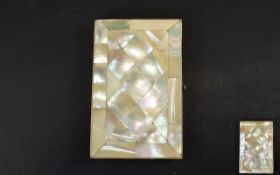 Victorian Period Nice Quality Mother of Pearl Hinged Card Case with press button open/close.