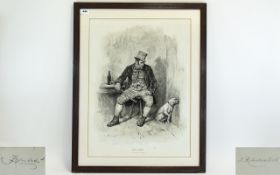 Victorian Period Print / Engraving of Bill Sykes and His Dog - From Oliver Twist by Charles