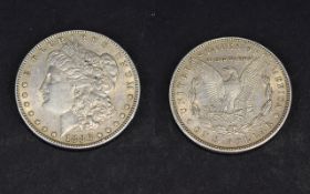 United States Of America Solid Silver Liberty Head One Dollar Dated 1886, high grade silver coin.