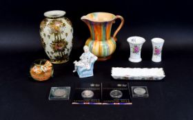 A Small Collection Of Ceramic Items Seven in total to include Falconware jug, german seated figure,