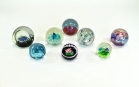 A Good Collection of Vintage and Named Glass Paperweights ( 8 ) In Total.