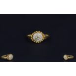 Ladies - Antique 18ct Gold Set Diamond Cluster Ring. Flowerhead Setting. Hallmark Birmingham 1904.