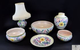 A Good Collection of Large Poole Pottery Items From The 1960's ( 6 ) Pieces In Total. Comprises