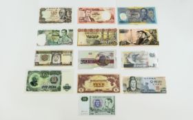 A Good Collection of High Grade Bank Notes from Around the World uncirculated circa 1930 to 1980's.