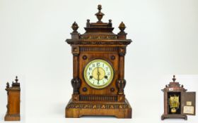 H. A. C. Wurttemberg Nice Quality and Impressive Carved Oak Cased Mantel Clock, with 14 Day Striking