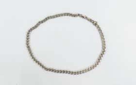 Heavy Silver Flat Curb Necklace / Chain. Fully Marked for Silver. 20 Inches High. 49 grams.