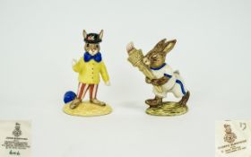 Royal Doulton Pair of Vintage Hand Painted Bunnykins Figures. Comprises 1/ Olympic Bunnykins.