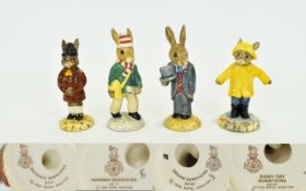 Royal Doulton Collection of Early Bunnykins Figures ( 4 ) Four In Total. Comprises 1/ Rainy Day.