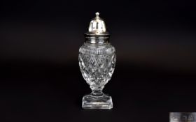 George Unite Silver Topped Cut Glass Sugar Sifter, with star base, hallmarked Birmingham 1851,