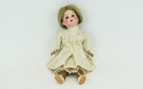 Antique German Theodor Recknagel Bisque Doll Circa 1907, marked to back of head DEP R 7/0 A 21.